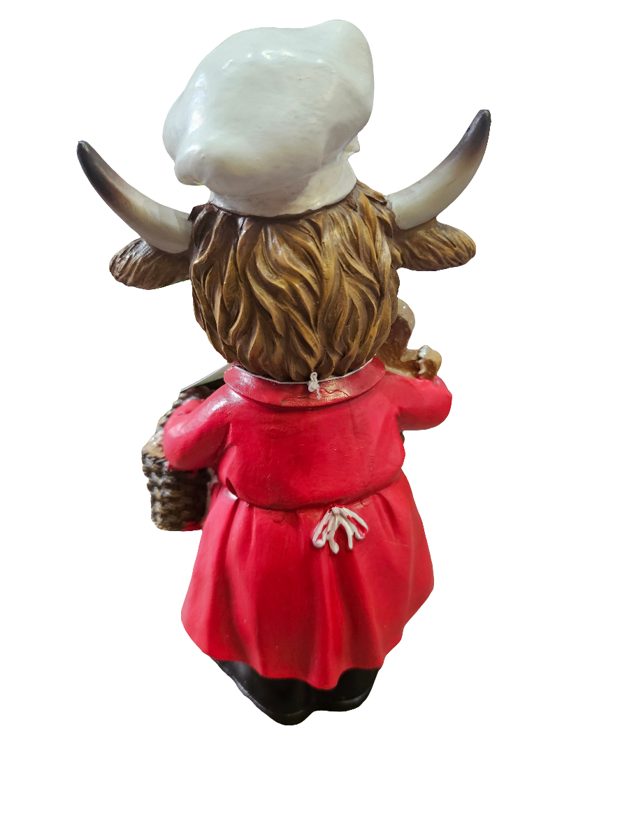 Merry Christmas Highland Cow Chef Statues
