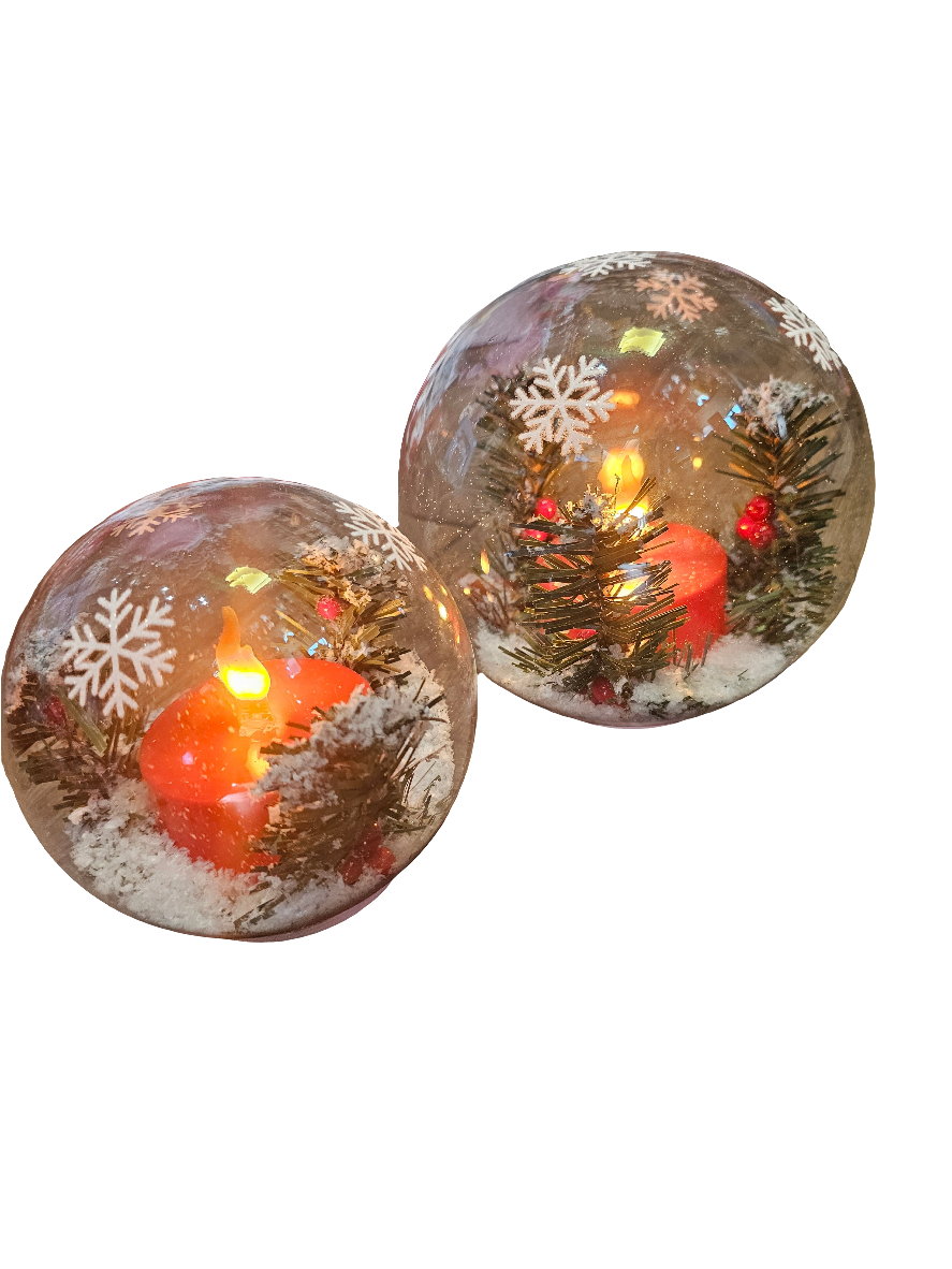 Frosty Christmas LED Candle Ball 2 Sizes