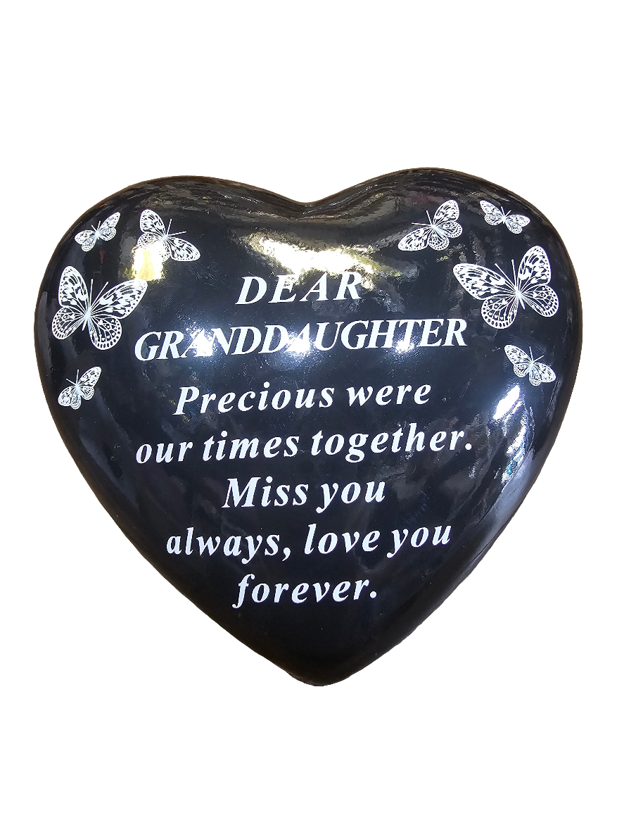 Dear Granddaughter Black Memorial Heart Stone
