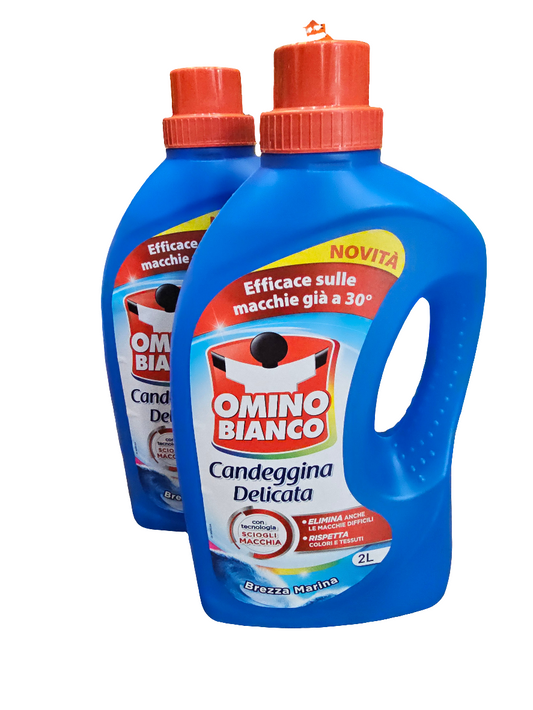 Omino Bianco Candeggina Delicata in Ocean Beeze Scent, delicate bleach designed for laundry 2L