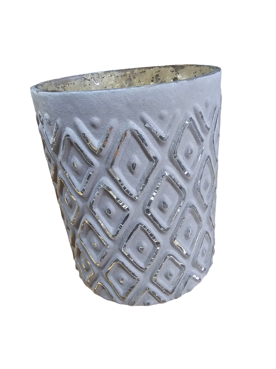 Grey and Silver Glass Tealight Holders