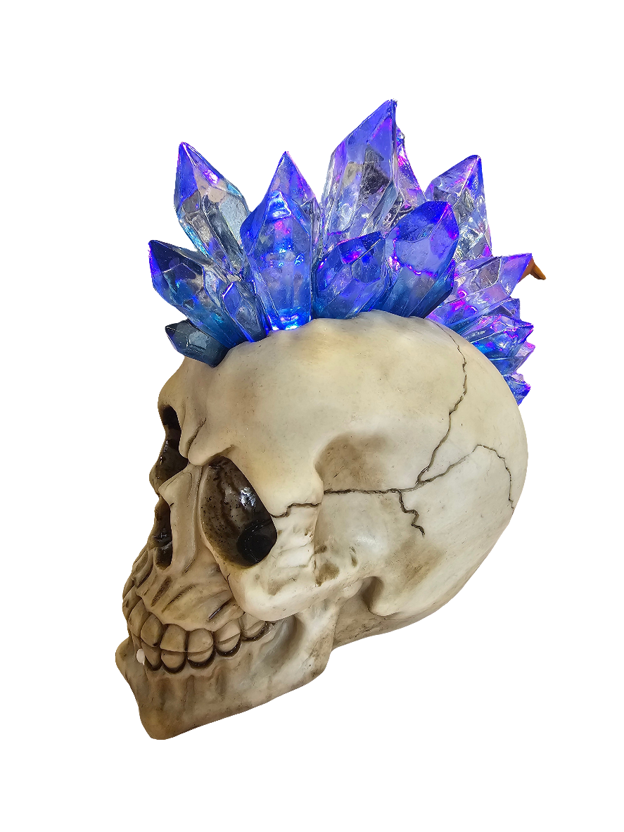 Crystal Hawk 18cm Colour changing Skull statue