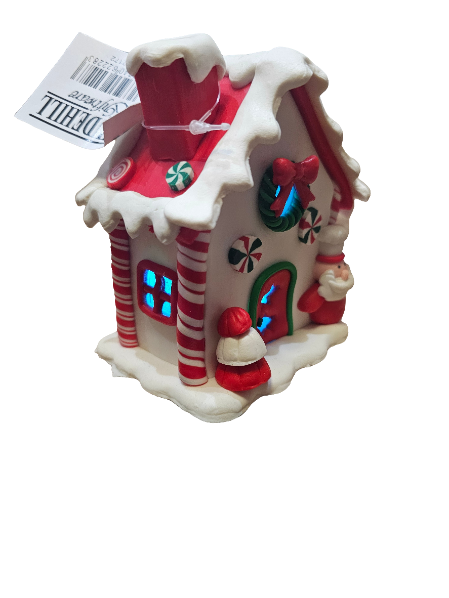Christmas Cookie LED Candy House with Santa Ornament