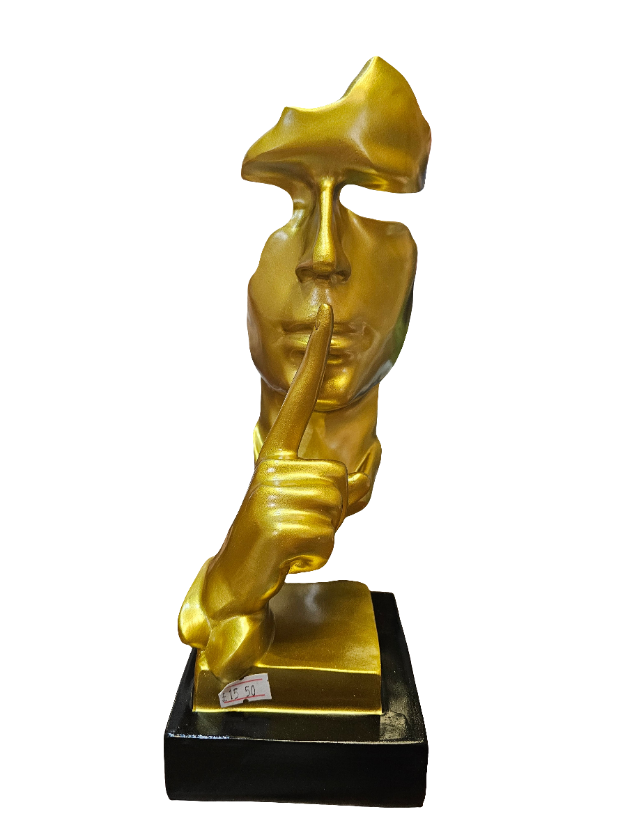 'The Thinker' Gold Face and hand Statue