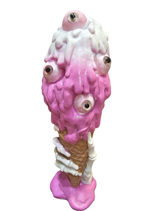 Pink Eyes Cream with skeleton hand 26cm