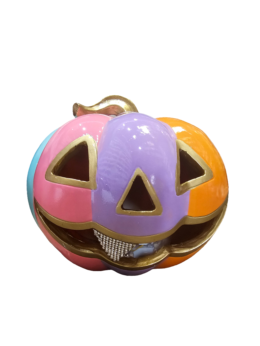 Multicoloured Light Up Pumpkin with glitter tooth