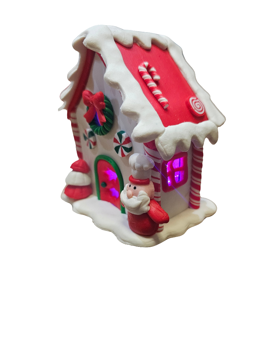 Christmas Cookie LED Candy House with Santa Ornament