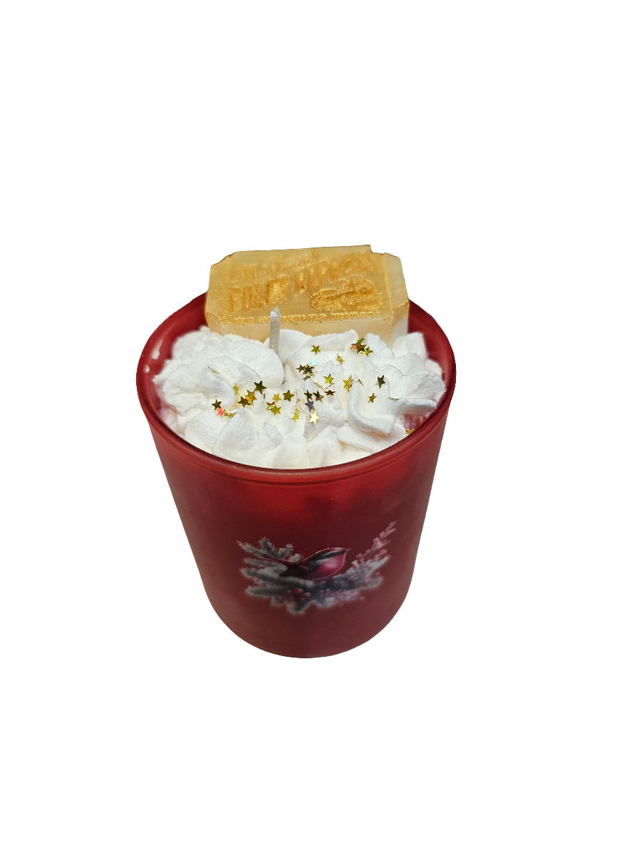 Cranberry Sparkler Christmas Candle with Whipped Topping