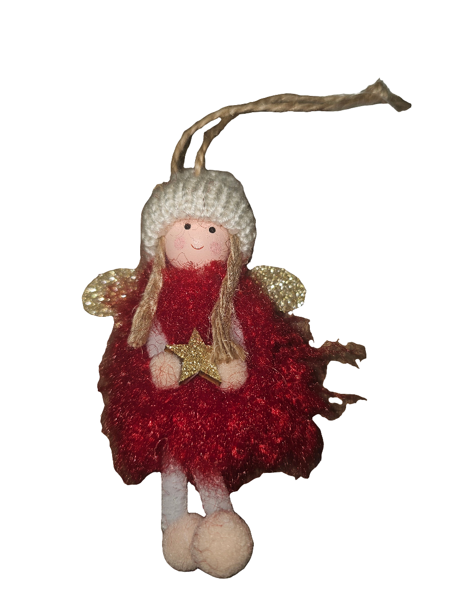 Cosy Christmas Hanging Angel holding Star
