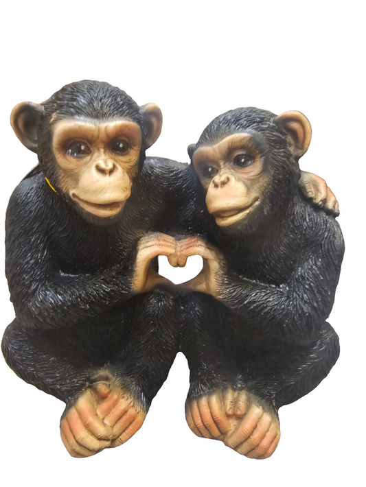 Hand Heart Monkey Duo Statue