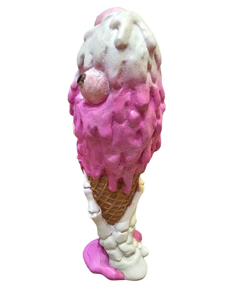 Pink Eyes Cream with skeleton hand 26cm