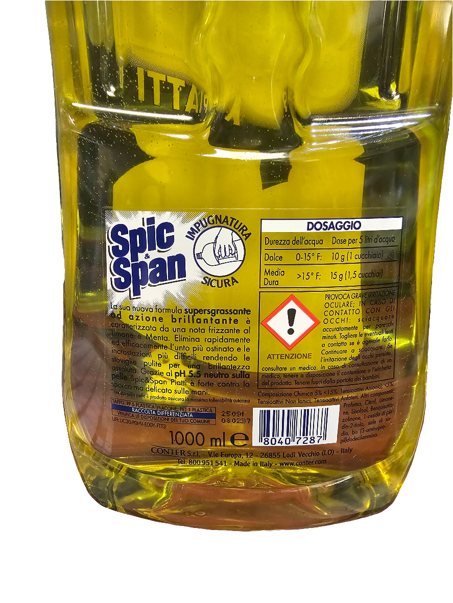 Spic and Span Limone e Menta Washing Up Liquid 1000ml