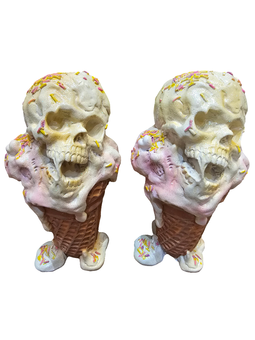 Multi coloured Ice Cream Skull Halloween ornament