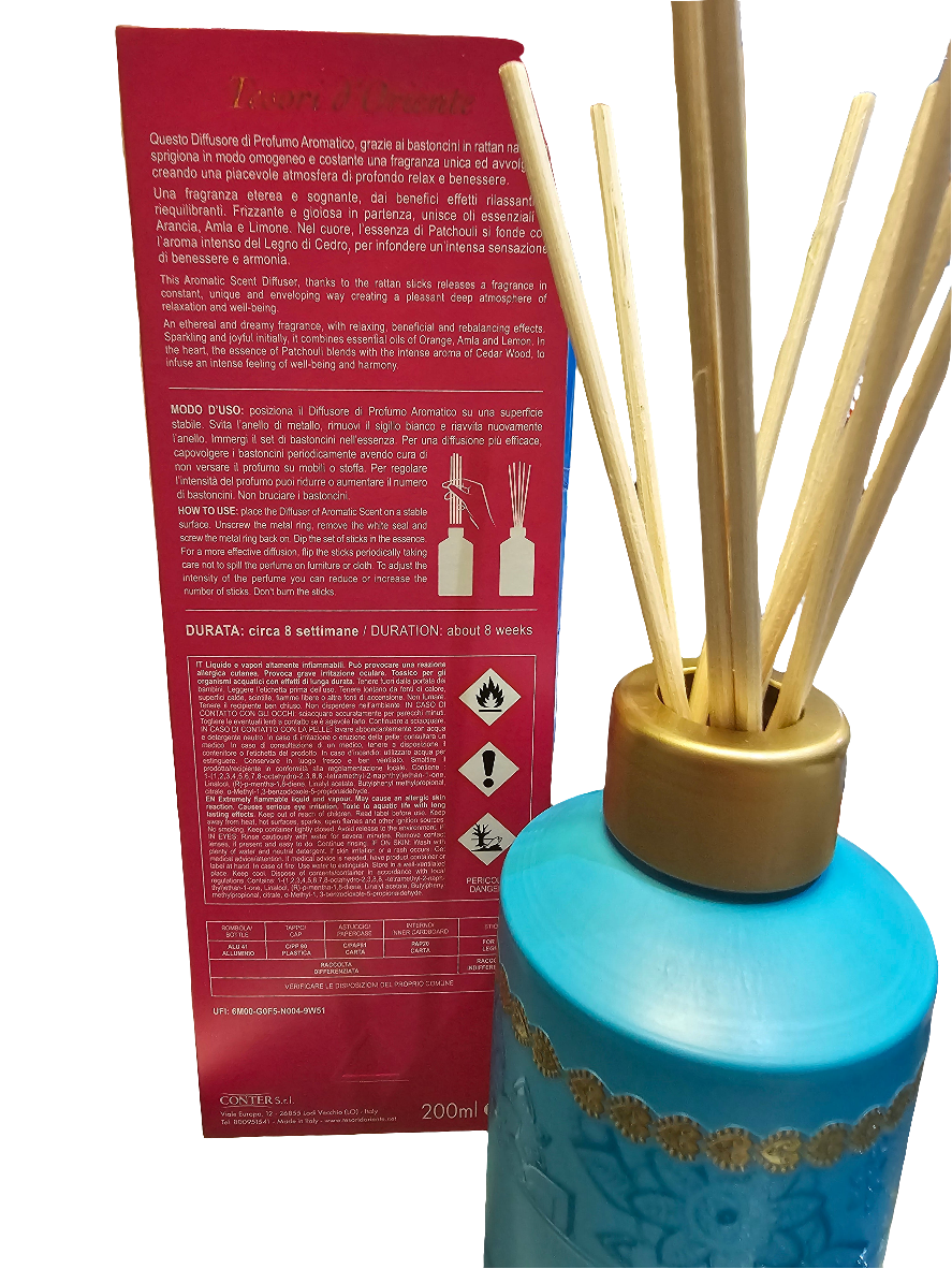 Tesori D'oriente Reed Diffuser Set Ayurveda Scented with 8 sticks 200ml