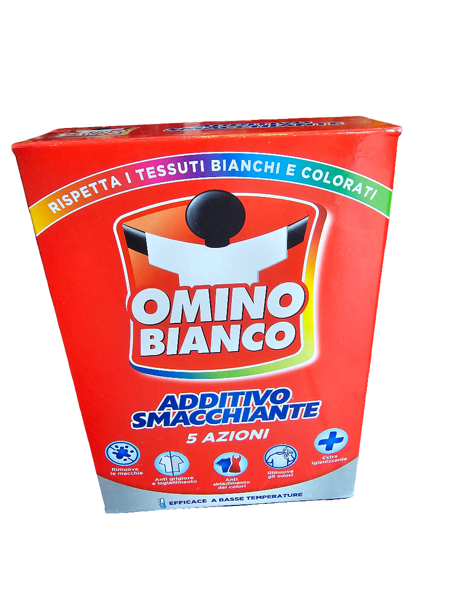 Omino Bianco Additivo Smacchiante, an Italian laundry additive 500g