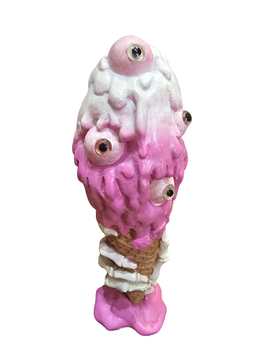 Pink Eyes Cream with skeleton hand 26cm