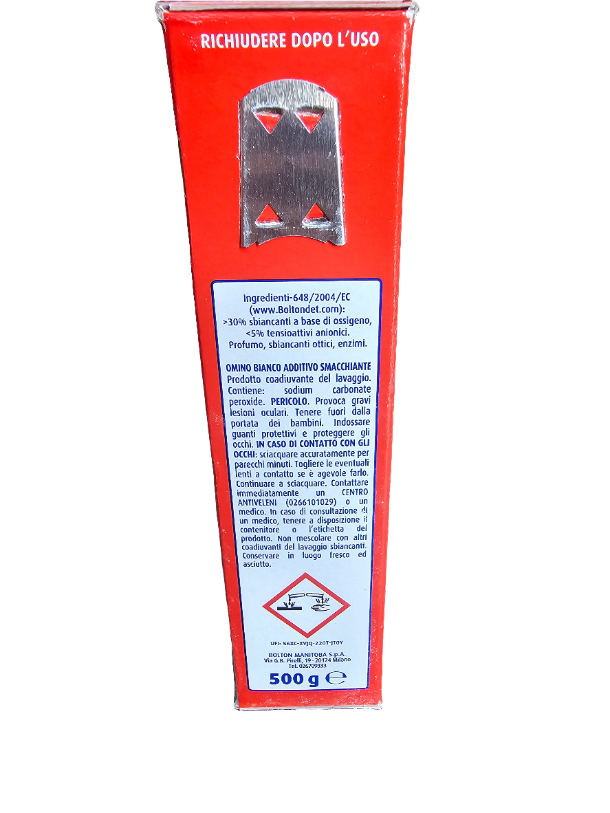 Omino Bianco Additivo Smacchiante, an Italian laundry additive 500g