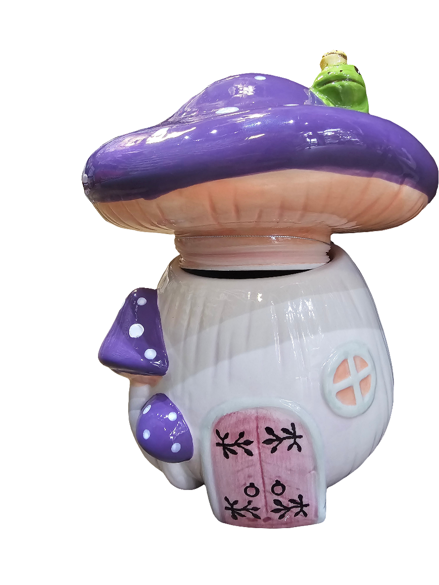 Large Ceramic Purple Toadstool Storage Jar