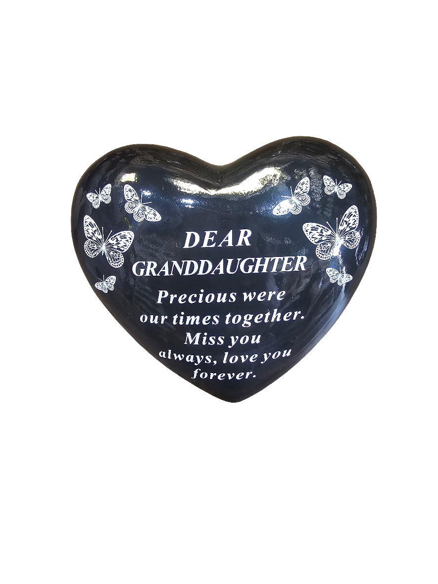 Dear Granddaughter Black Memorial Heart Stone