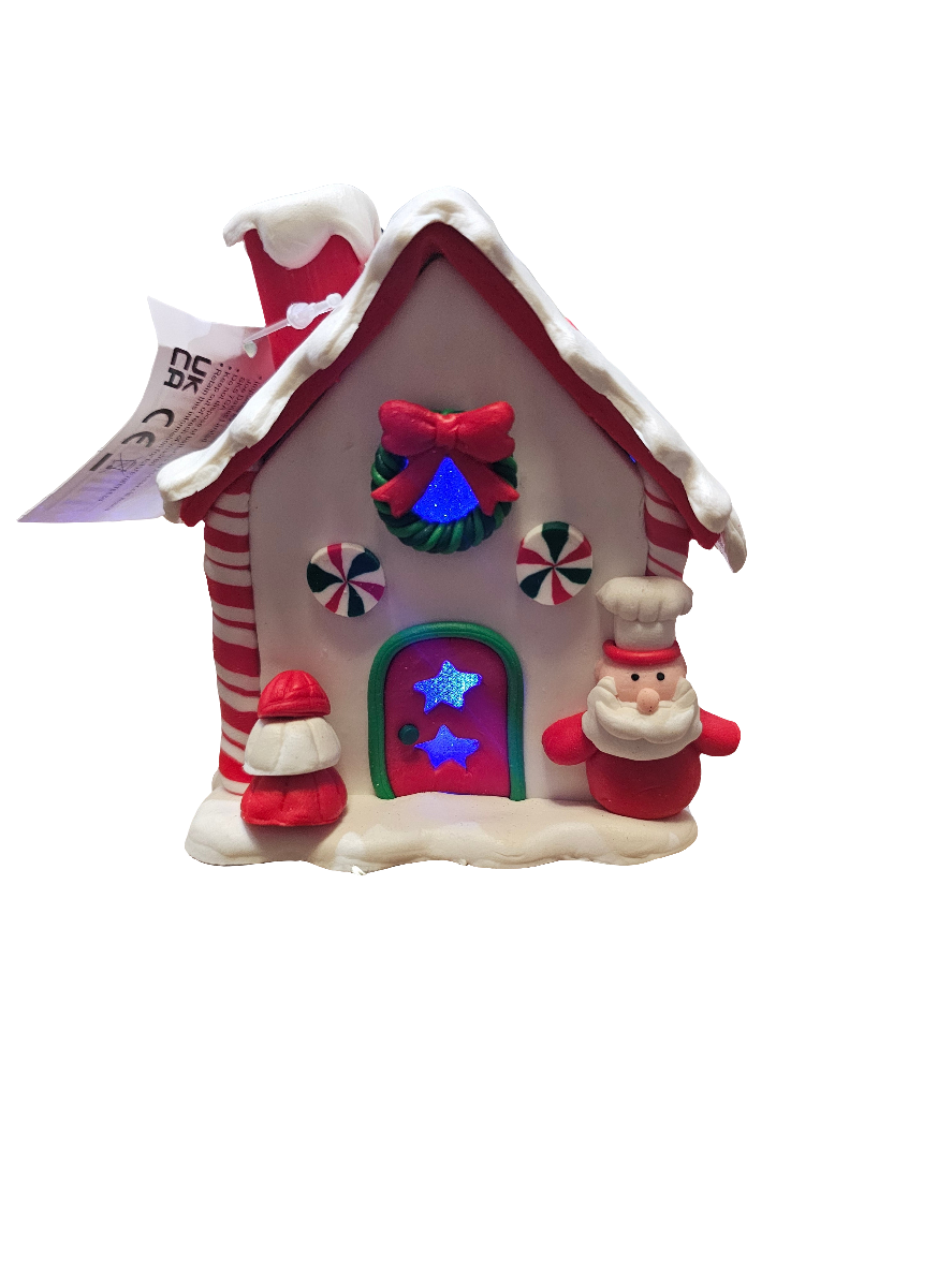 Christmas Cookie LED Candy House with Santa Ornament