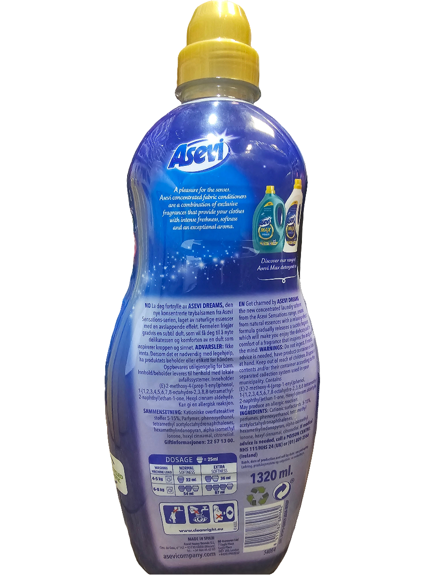 Asevi Sensations concentrated fabric softeners in "Dreams" and "Passion"