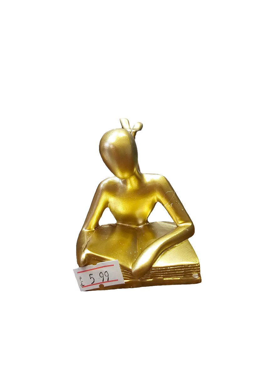 Gold Reader lying down statue