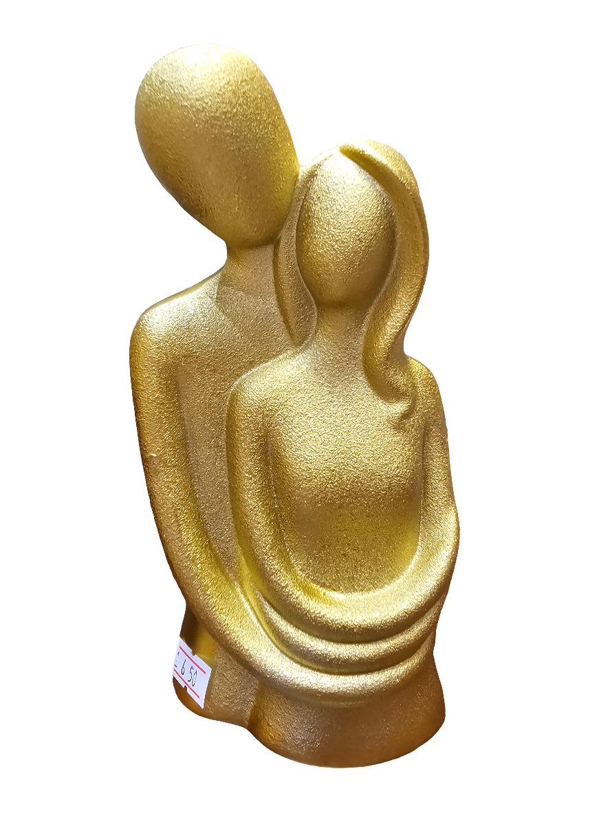 Gold Couple Embrace Statue