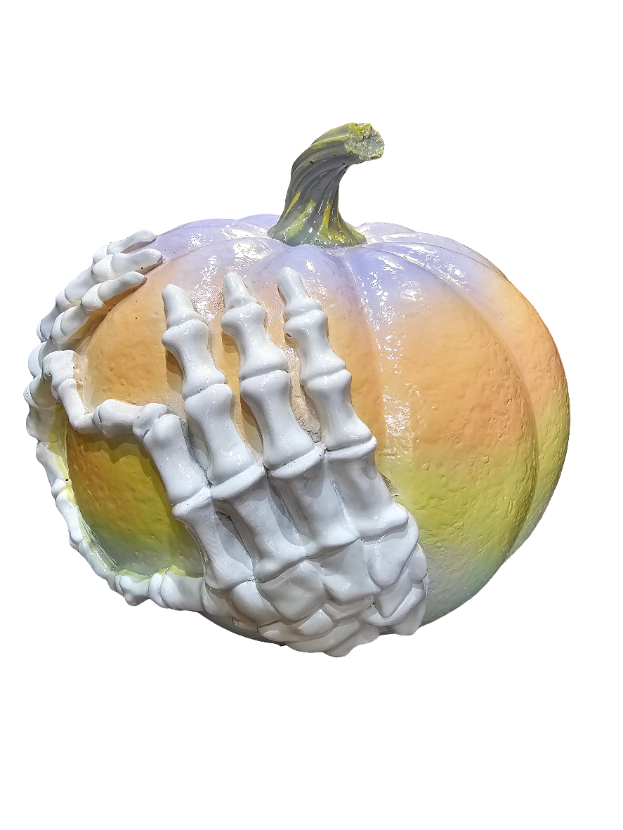 Pastel Skeleton Hand Heart Pumpkin