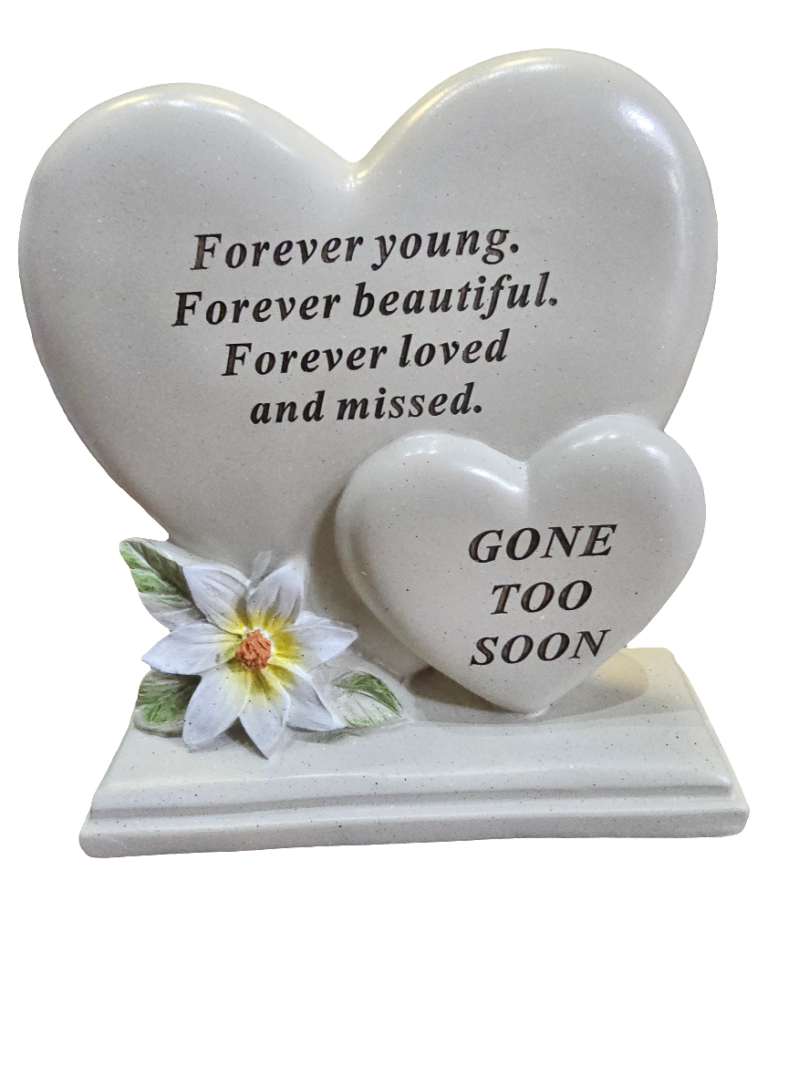 Forever Young, Gone Too Soon Double Heart Plaque