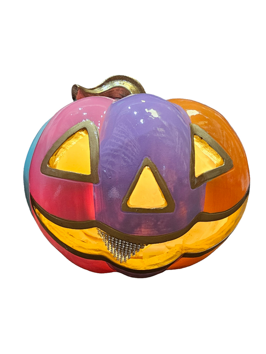 Multicoloured Light Up Pumpkin with glitter tooth