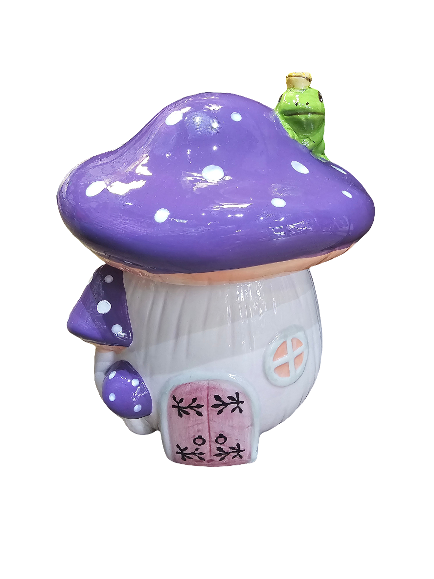 Large Ceramic Purple Toadstool Storage Jar