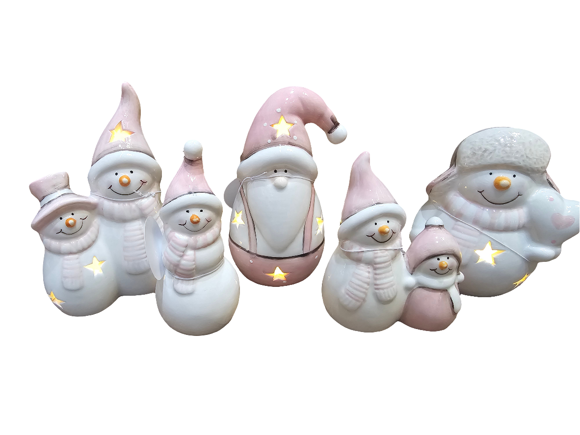 Pastel Pink Tall Snowman