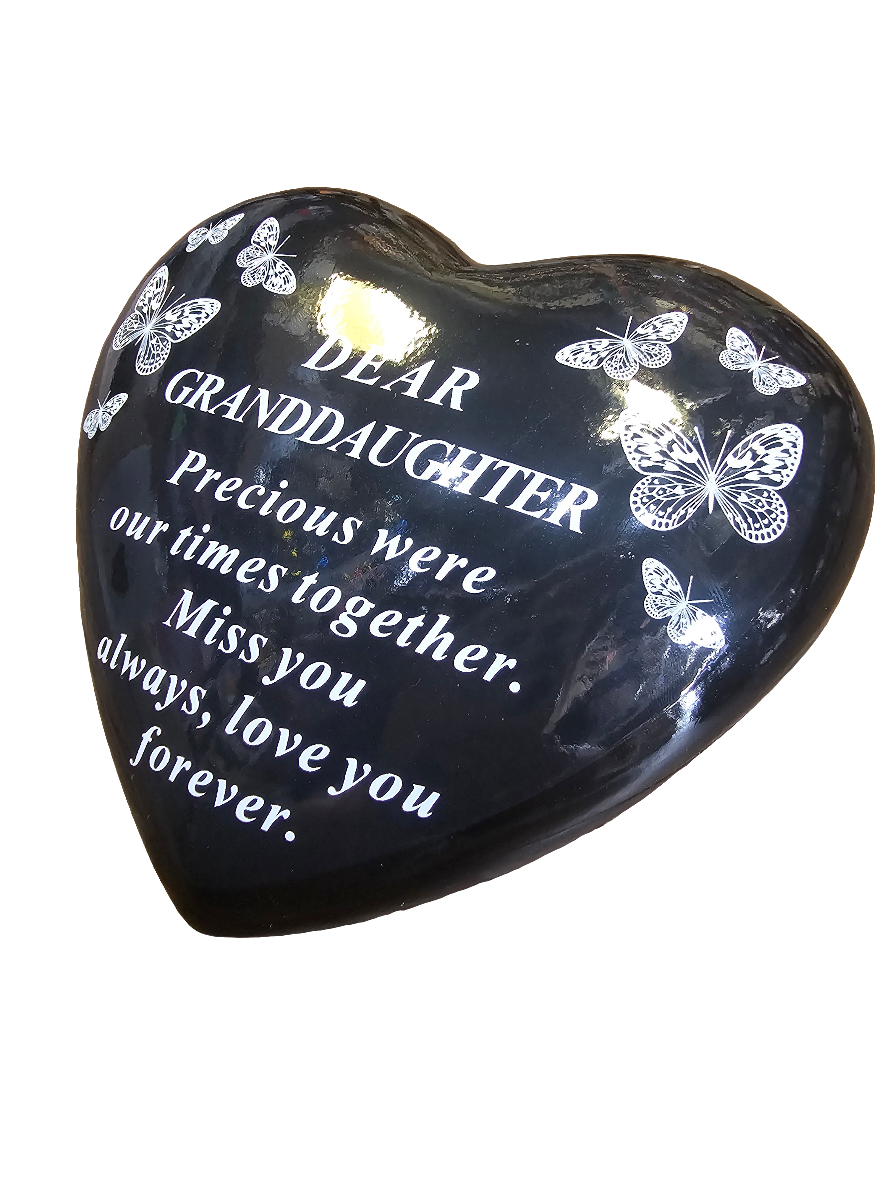 Dear Granddaughter Black Memorial Heart Stone