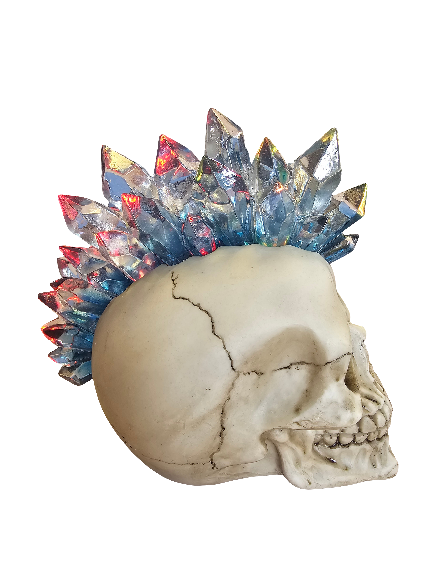 Crystal Hawk 18cm Colour changing Skull statue