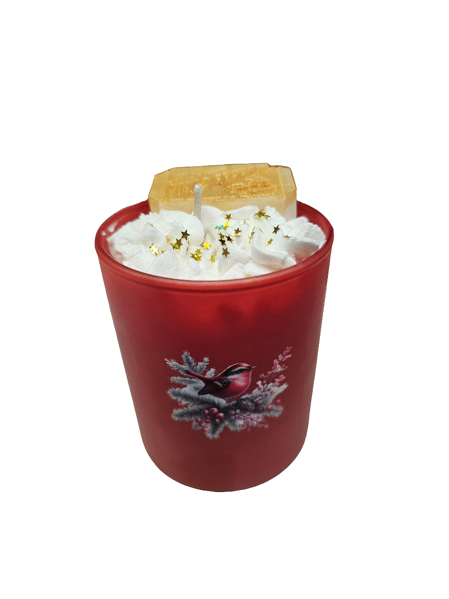 Cranberry Sparkler Christmas Candle with Whipped Topping