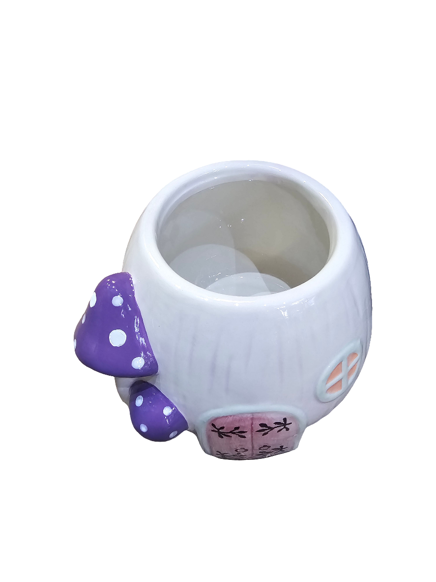 Large Ceramic Purple Toadstool Storage Jar