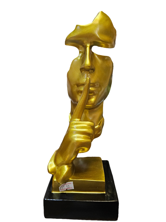 'The Thinker' Gold Face and hand Statue