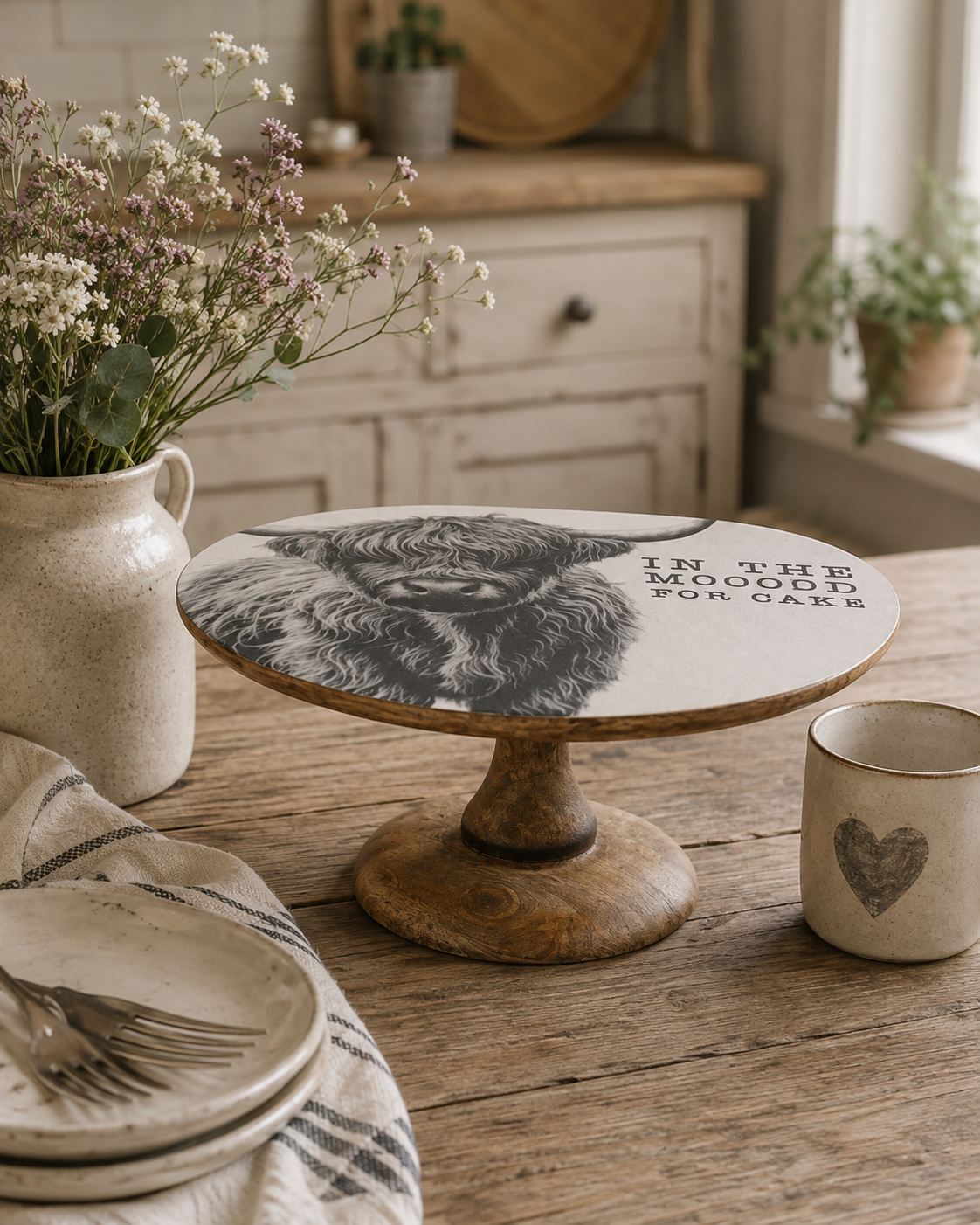 Highland Cow Cake Plate