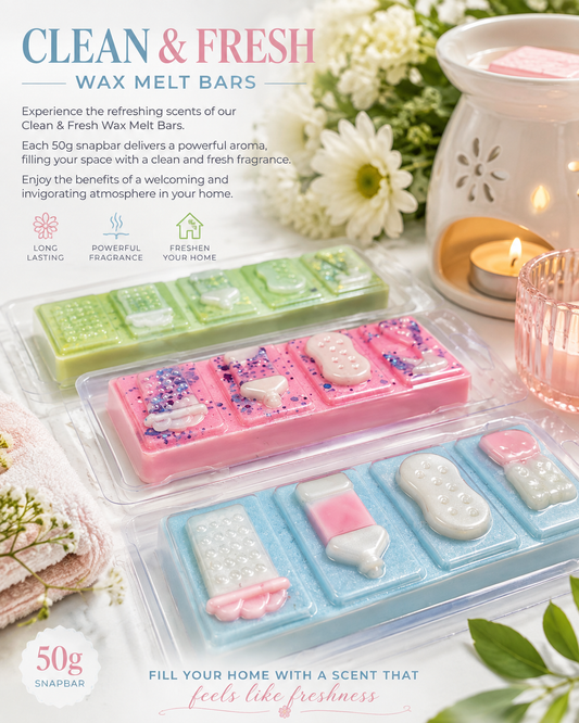 Wax Melt Bars,  Fresh and clean   50g