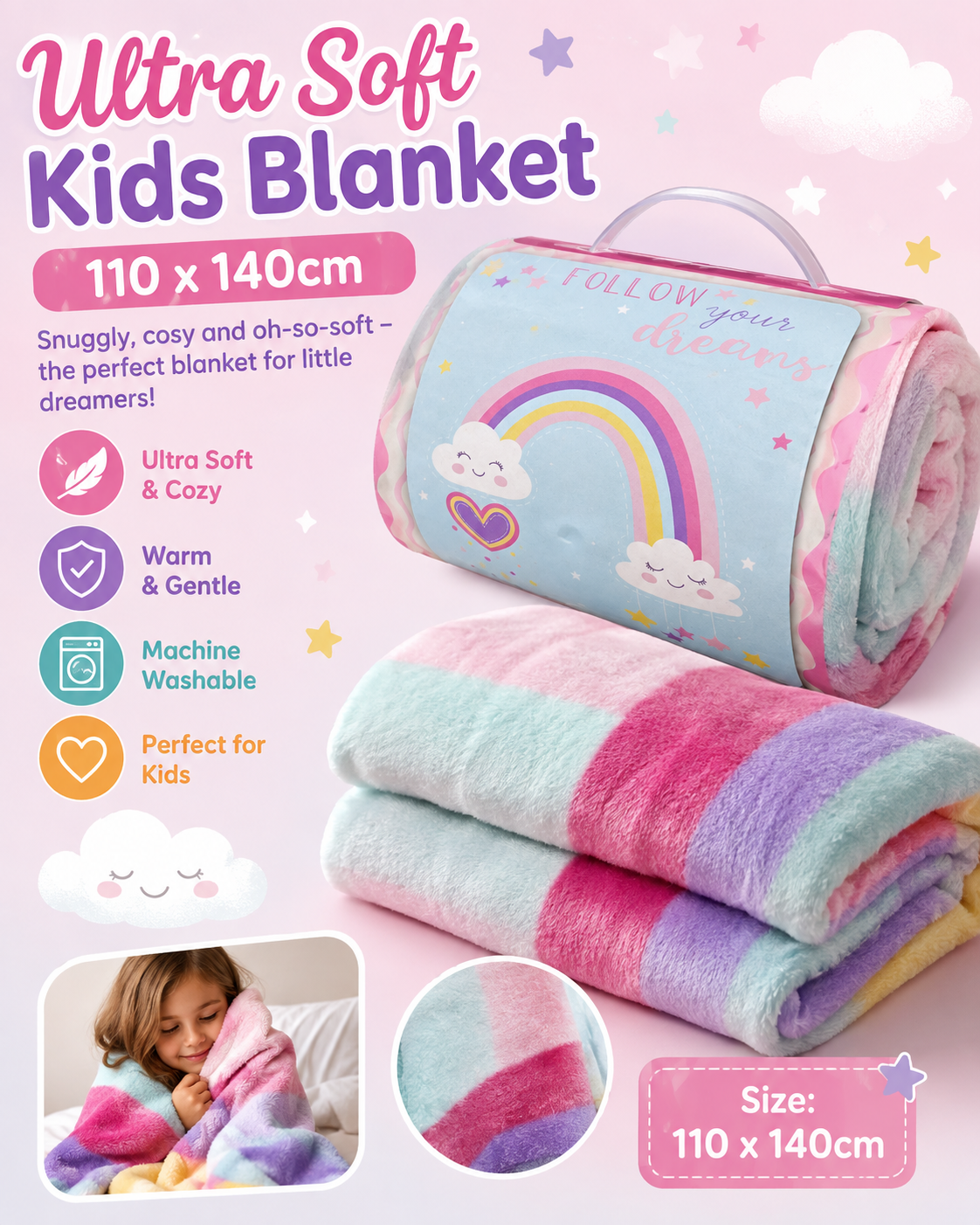 Ultra Soft Kids Blanket 110 x 140cm