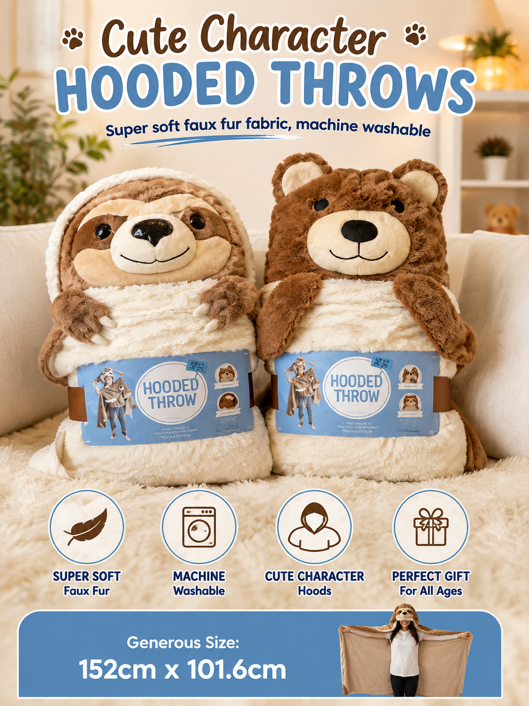 Kids Hooded Throws - 2 designs