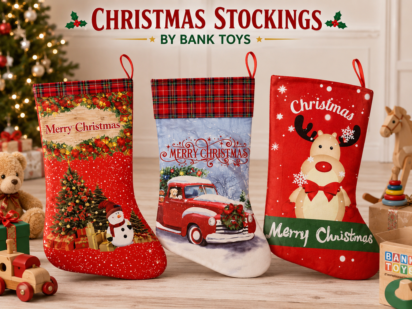 Large Christmas stockings 3 designs available