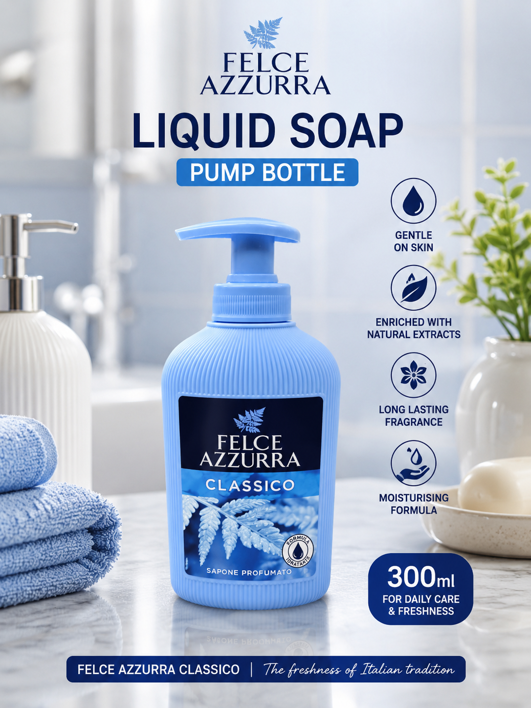 Felce Azzurra Liquid Soap Pump Bottle 300ml