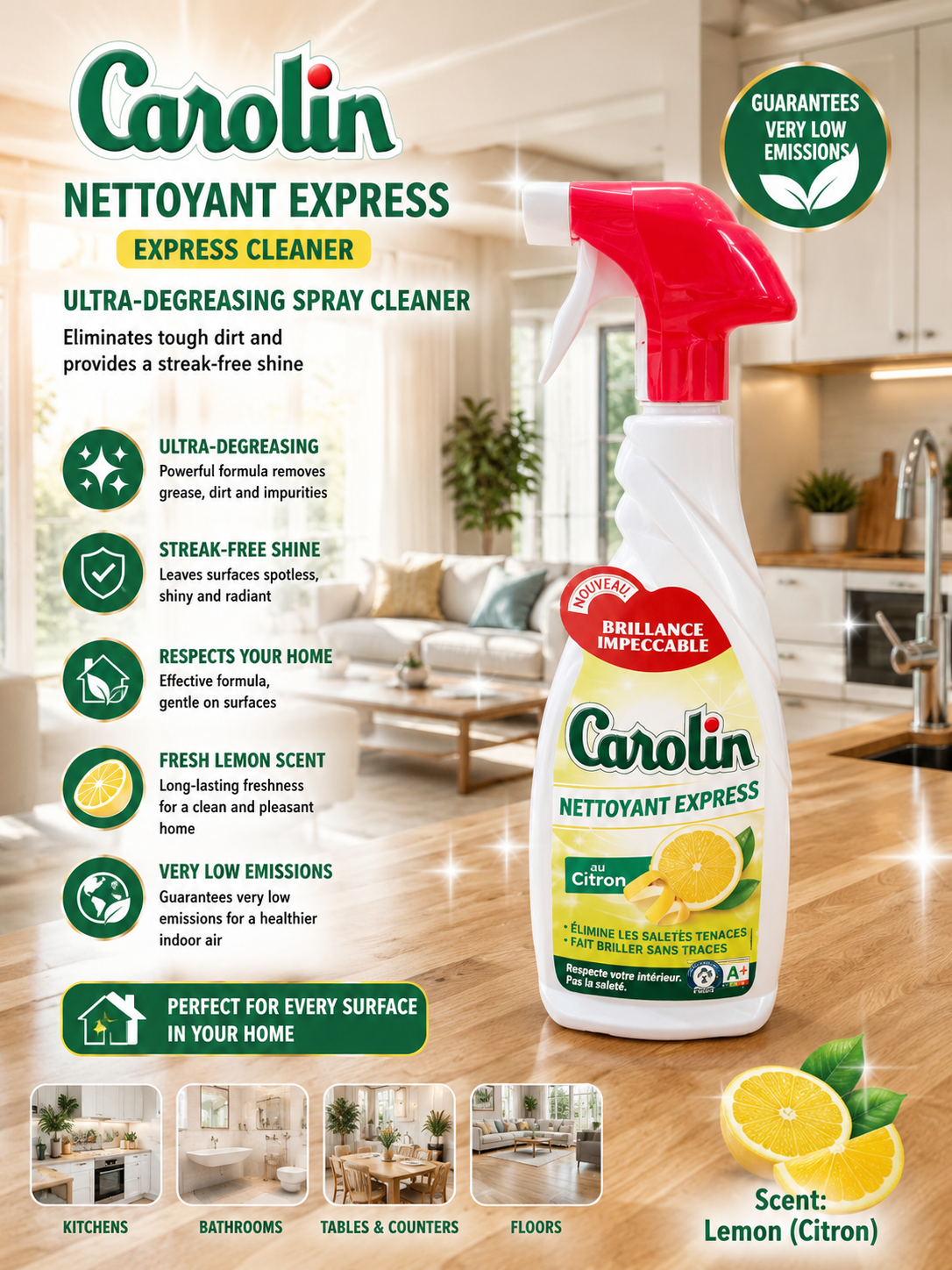 Carolin Nettoyant Express (Express Cleaner) with a lemon scent
