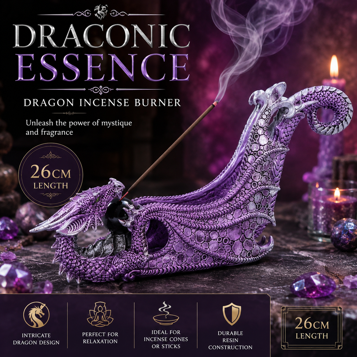 Draconic Essence Dragon Incense Burner 26cm