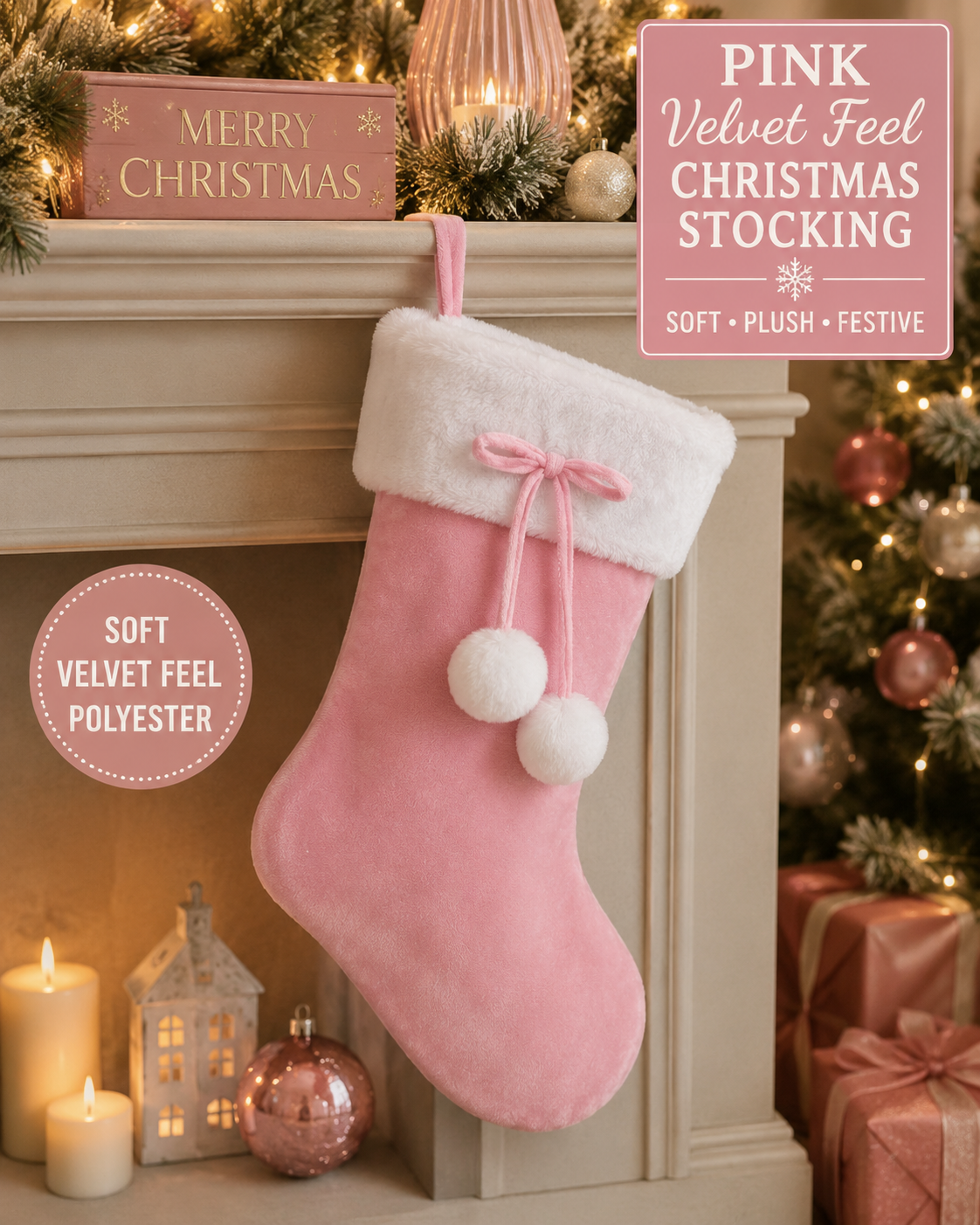 Pink Christmas stocking