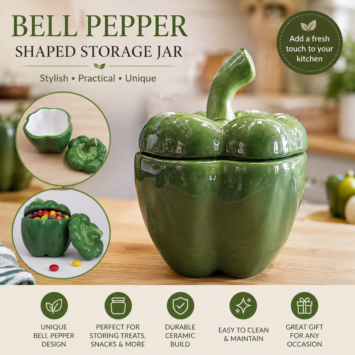 Bell Pepper Shaped Storage Jar