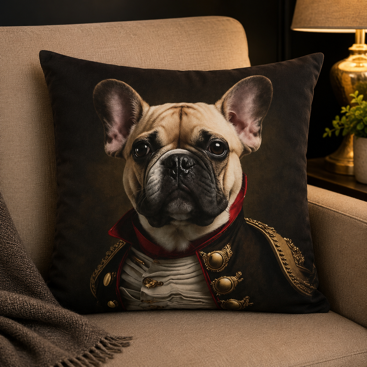 Top Dog Cushion Tan Frenchie