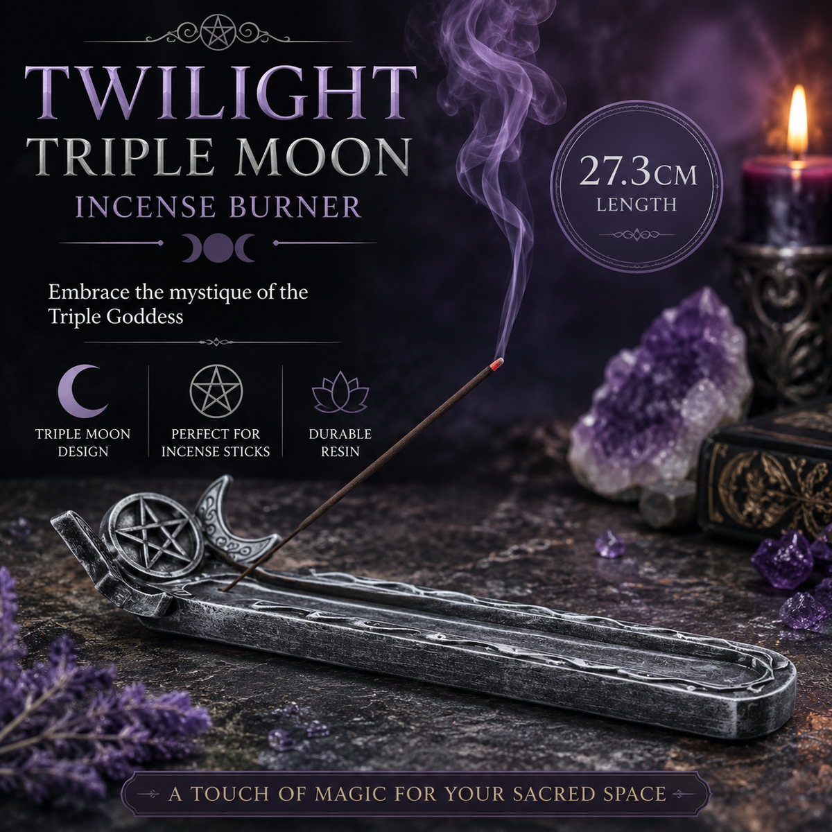 Twilight Triple Moon Incense Burner 27.3cm
