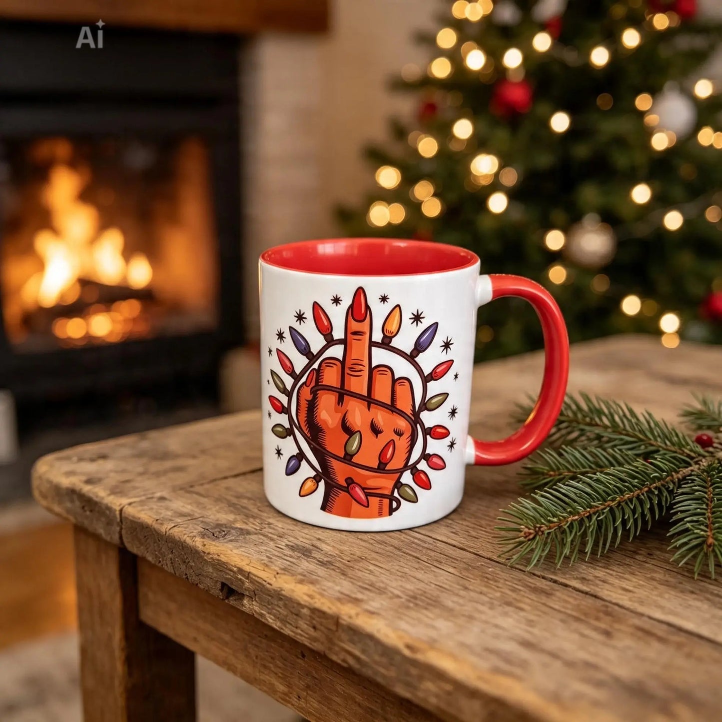 Light up finger Christmas mug